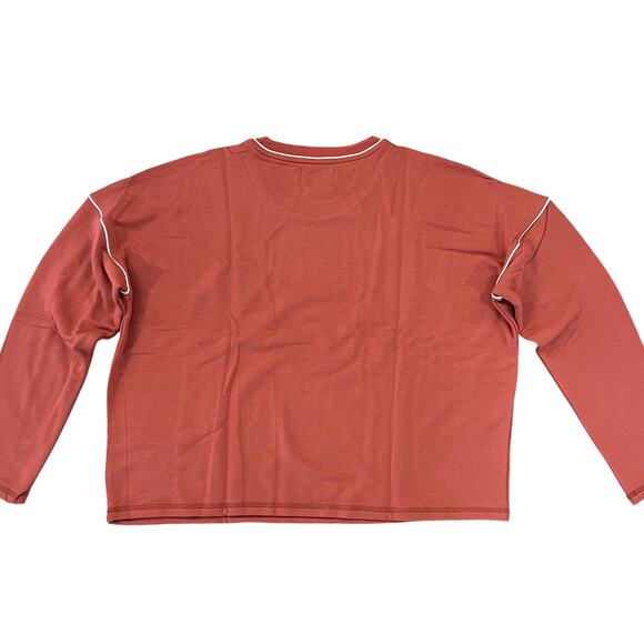 NWT Madewell Brick Red MWL Superbrushed Piped Easygoing Sweatshirt - Picture 4 of 10